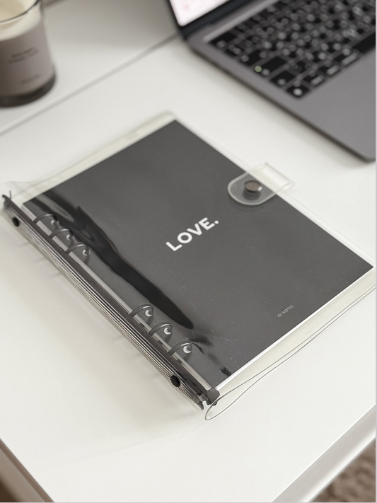 A5 Clear Planner Cover with Snap Closure - Black Hardware
