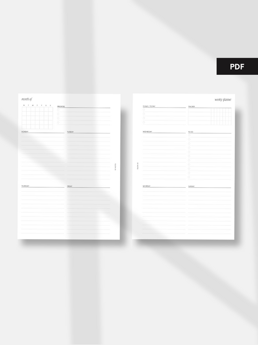 PDF - Undated Weekly Planner Inserts - WO2P-005