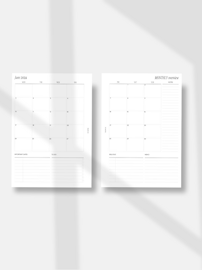 HALF YEAR 2024 DATED MONTHLY PLANNER INSERTS | MO2P-002